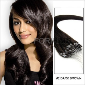 Micro Loop Human Hair Extensions - 16Inches - Dark Brown