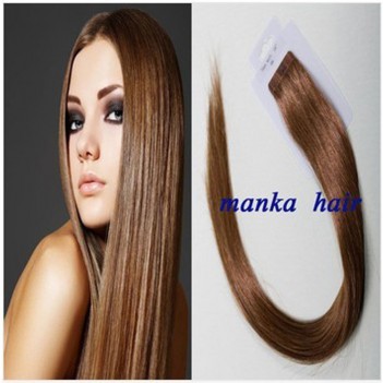 Remy Human Hair Extensions Super Tape in Skin Weft Hair- 20" Chestnut Brown